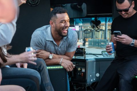 Group event celebrating on Motown Boogie Bus Detroit